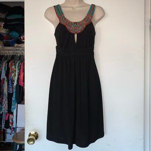 Candie's Blue & Red Beaded Black Tank Dress